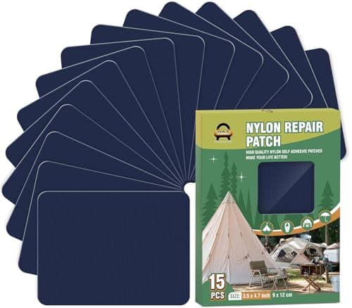 15 Pieces 9 x 12 cm Nylon Repair Patches Nylon Fabric Patch Self-Adhesive Tent Repair Tape Waterproof Lightweight Repair Patches Repair Patch Kit for Clothing Down Jacket Bag (Navy Blue)