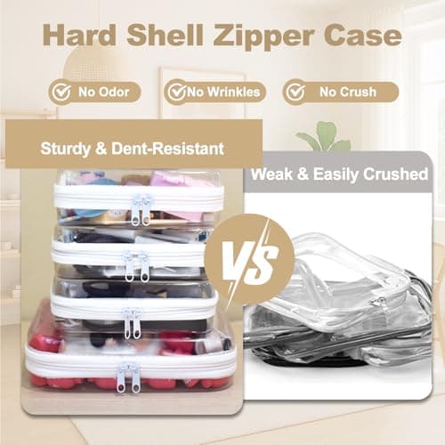 WELPIRT Clear Hard Zipper Pouch Case for Storage, Stackable Waterproof Transparent Clear Zipper Bag, Toiletry Pouch, Travel Organizer, Clear Cosmetic Bag,Toy Storage Bins, White, M+3S, M+3s — view 2