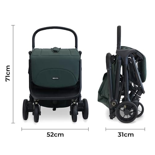 My Babiie MBX7 Autofold Stroller – from Birth to 4 Years (22kg), Foldable & Compact, Lightweight, Travel Buggy for Toddlers, Pushchair Includes Rain Cover - Forest Green — view 5