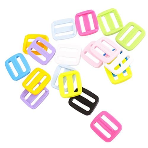 Uonlytech 20pcs Multicoloured Plastic Tri-glide Slide Buckle 20mm