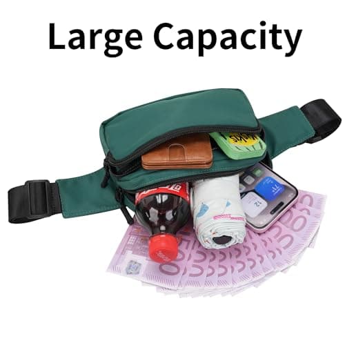 IHIGOGOFA Bumbags Waist Fanny Pack Fashion Bum Bag with 30cm Extended Belt for Dog Walking Climbing Hiking Travel Cycling Girls Ladies Men Women (Green) — view 5