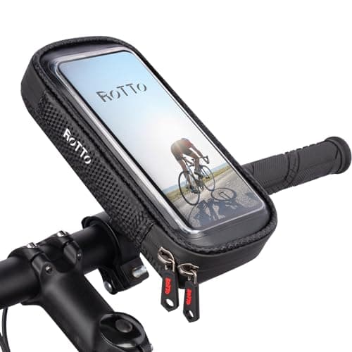 ROTTO Bike Phone Holder Bag Waterproof Bicycle Motorbike Handlebar Phone Bag Mount 360°Rotation for Phones Up to 7"