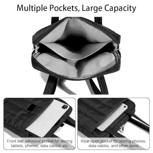 Adiwo 15/16 inch Black Laptop Bag, Puffy Laptop Sleeve Padded Handbag — view 5