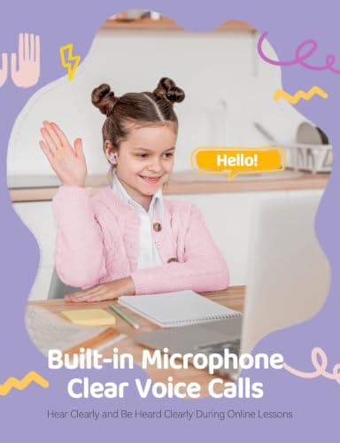 Ttbesmi Cute Kids True Wireless Earbuds Girls Ear Buds for Kids for School Earphones with Case for iPhone Android Kawaii Headphones Kid Bluetooht Earbuds for Small Ear Canals Women — view 6