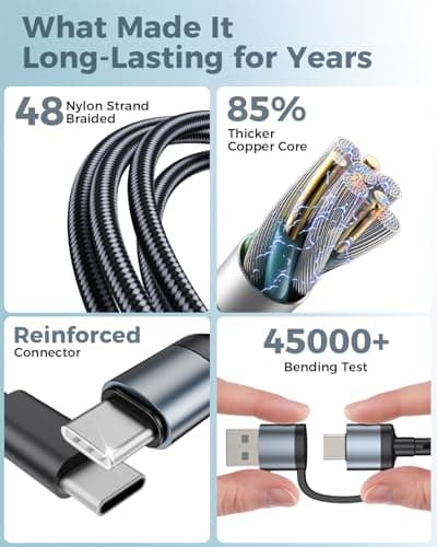 5FT Travel Essentials for Apple Watch Charger,Multi Charging Cable for iPhone 17,iWatch Charger USB C Cord,Car Cruise RV Camping Essentials 2026 for iWatch Ultra/11&iPhone 16/15, Xbox One Cables — view 6