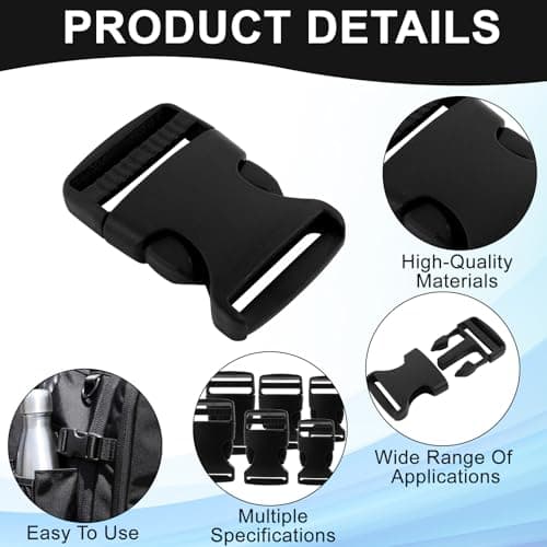 Side Release Buckles 12 Pack, Backpack Strap Replacement Clips 20 25 32mm — view 3