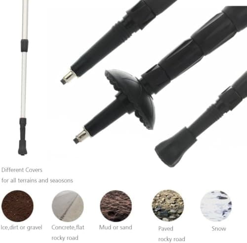 KUNANG Trekking Pole Telescopic Walking Hiking Stick Pole Adjustable Telescopic Pole Anti Shock Walking Hiking Stick (black) — view 5