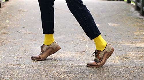 Mysocks Finest Cotton Dress Socks for Men Women - Super Soft Breathable Plain Yellow Crew Socks for Business Casual Looks Yellow 7-11 — view 3
