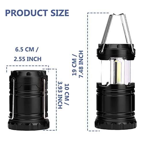 Jsdoin Camping Lights, 2 x Camping Lantern Battery Operated Portable LED Camping Lamp with Foldable Hook, Tent Lights Waterproof Outdoor Hanging Lamp for Emergency, Hiking, Camping, Black — view 5