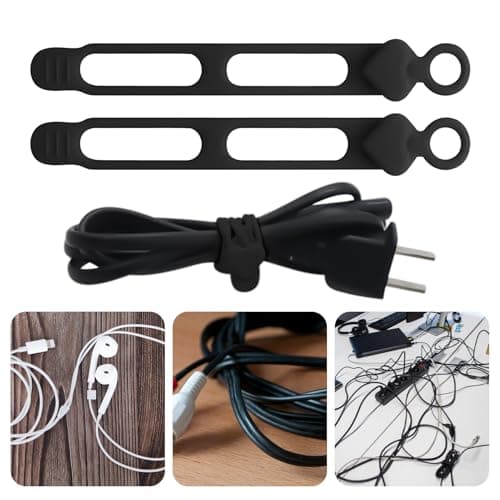 Silicone Cable Organizers – 10-Pack Reusable Elastic Tie Buckles for Charging, Desk, Car, Home and Travel Storage | Multipurpose Fastening Clips for Cables Bundling and Management Outdoors — view 4