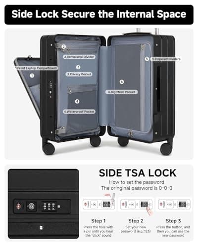 Sea choice Front Opening Luggage with Laptop Compartment Top Open Suitcase PC Hard Shell Suitcase with Cupholder USB Port Spinner Wheels — view 4