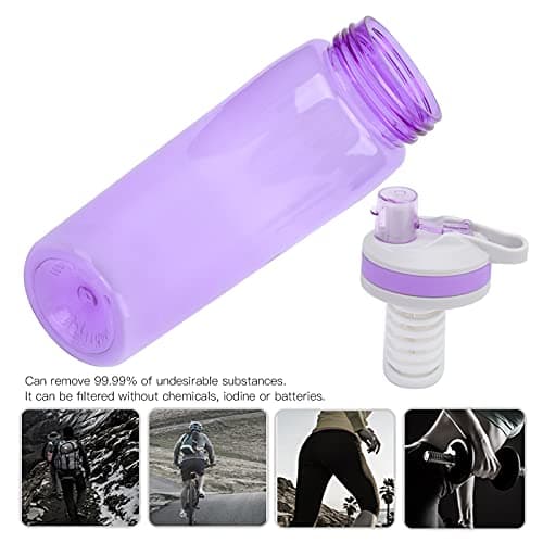 Jwthee Water Purifier Bottle,770ml Portable Filtered Water Bottle Water Filter Bottle Ultra Filtration Filtered Water Bottle Squeeze Bottle Water Filter for Hiking Camping Survival Travel (Purple) — view 6