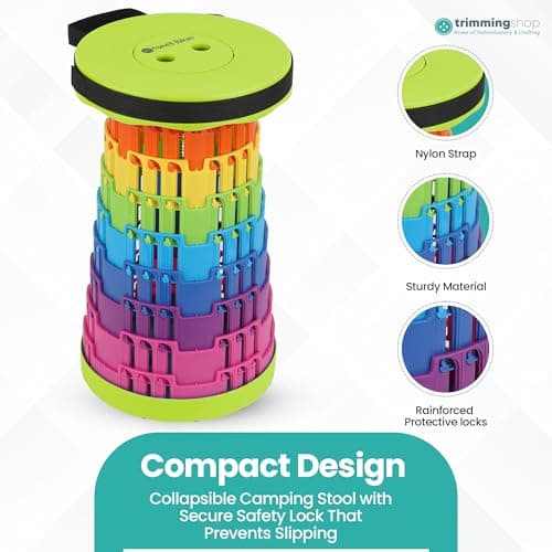 Trimming Shop Telescopic Folding Stool Portable Seat 440lbs, Rainbow Green — view 4