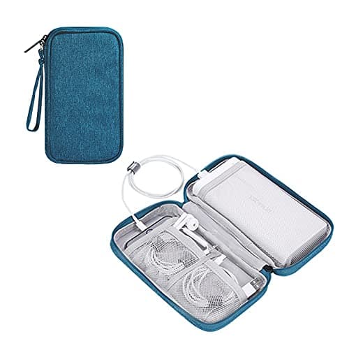 Hard Drive Case for Power Bank,Small Cable Organiser Bag Travel Electronic Accessories Case for Cord,Charger Adapter,USB,Battery Tidy Pouch-Teal