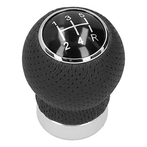 Baxnore 5 Speed Gear Shift Knob Genuine Leather Universal Shifter Stick with Adapter Screw Hex Wrench for Manual Transmission Cars Black 6.5x5cm — view 3