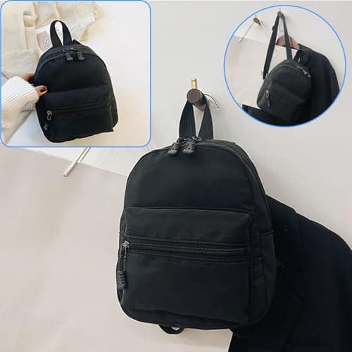 GYTFOG Women Mini Backpack, Small Backpack with Multiple Pockets, Black Rucksack with Lightweight Design, Adjustable Shoulder Strap Fashion Rucksack for Daily Shopping Travel Dating Outdoor Use — view 5