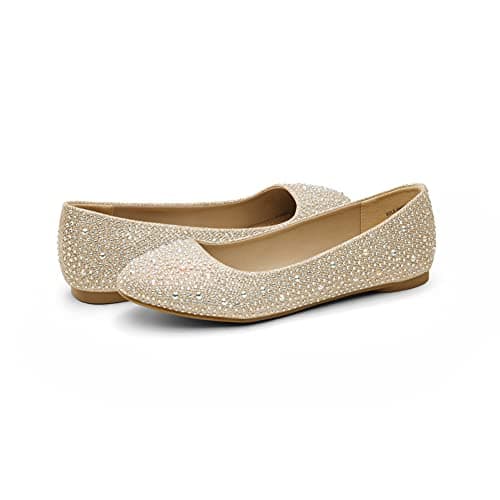 DREAM PAIRS Women's Sole-Shine Gold Rhinestone Slip On Ballet Pumps Ballerina Flats Shoes Size 7 US/ 5 UK — view 3