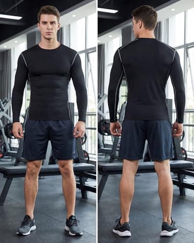 Hicarer 6 Pack Men's Thermal Compression Shirts Athletic Long Sleeve Workout Running Shirt Winter Base Layer Sport Top — view 2
