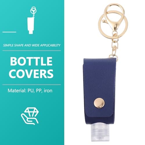 PACKOVE Portable 30ml Hand Keychain Set with Navy Pu Leather Case, 2pcs Refillable Travel Lotion Bottle Holders with T-shaped Bottles for Hand Hygiene On-the-go — view 3