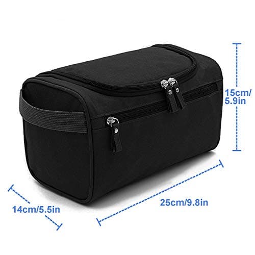 Wash Bag Mens,AOBETAK Large Hanging Waterproof Toiletry Bag with Mesh and Zip Compartment,Overnight Gym Shaving Travel toiletries Set kit for Men Women Ladies Gents Girls,Black — view 3