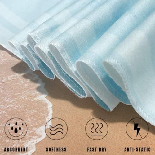 Microfibre Towel - Ocean Fish Starfish Sandals – Beach Towel -Bath Towel - Super Absorbent - Quick Drying - Lightweight Compact Travel - Antibacterial Swimming Sports Travel Sand Proof Beach Tow -8W0B — view 4