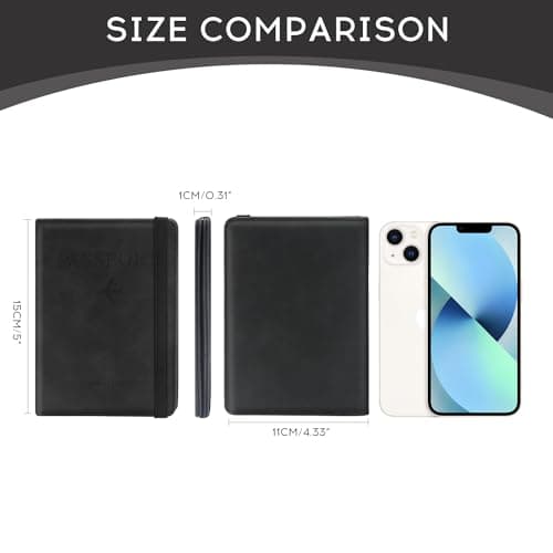 ILIYAH Passport Holder PU Leather RFID Blocking Passport Cover Travel Wallet Case with Card Slot & Elastic Strap Passport Covers (Black) — view 2
