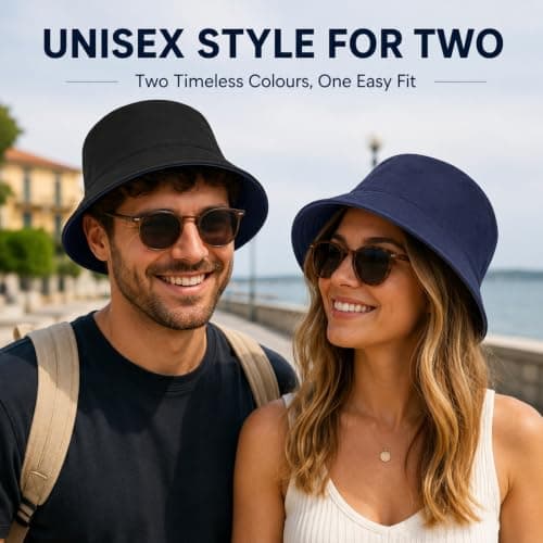 Reversible Bucket Hat UPF50+ Sun Protection - Classic Solid Colour Wide Brim Foldable Summer Sun Hat, Lightweight Fisherman for Women and Men, Beach Fishing Hiking Festival Travel (Navy Blue) — view 3
