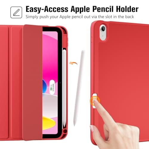 ProCase Smart Case+Screen Protector for iPad (A16) 11/10th Gen, Red — view 3
