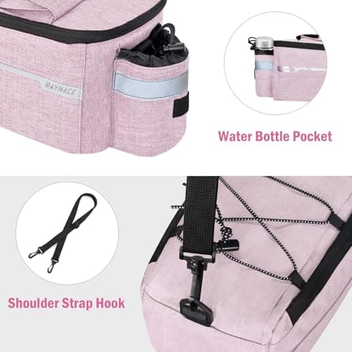 RAYMACE Bike Rear Rack Bag with Tail Light, Bike Truck Cooler Bag for Warm or Cold Items, Pink, 12.5 x 6.3 x 6.3 inches, Fashion — view 6