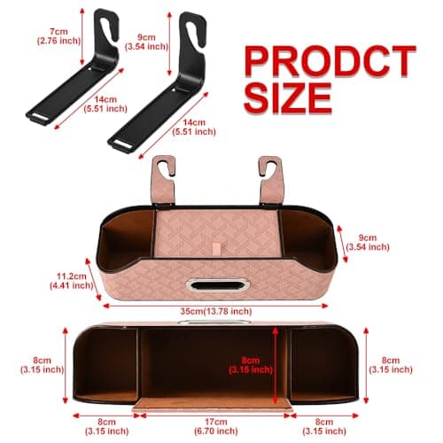 JSCARLIFE Car Headrest Backseat Organizer with Cup Drink Holder,Backseat Storage Box and Cell Phone Holders Car Headrest Rear Seat Multifunctional Storage Box for Kids, Travel, And Road Trips (Pink) — view 2