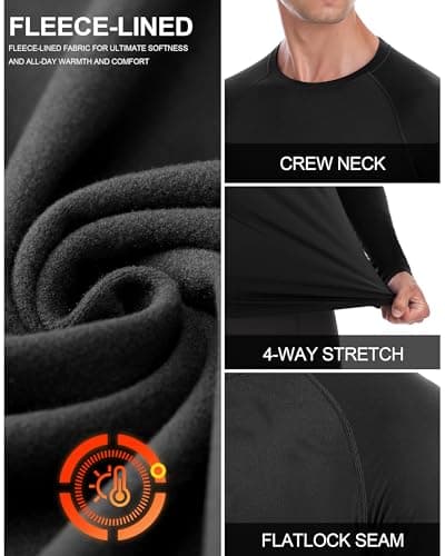 Roadbox Men's Thermal Base Layer Top 1-2 Pack, Fleece Lined Long Sleeve — view 3