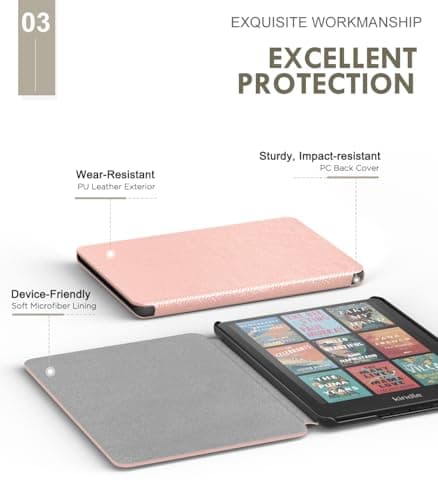 MoKo Case for 7" Kindle Paperwhite 12th Gen 2024/Colorsoft,Rose Gold — view 4