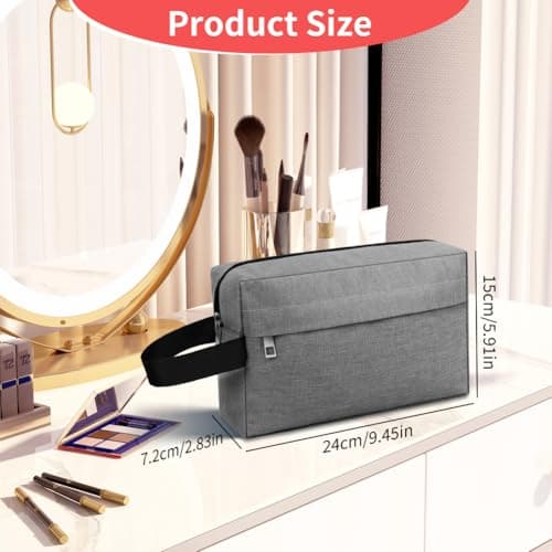 ALIIP Travel Toiletry Wash Bag,Portable Travel Grooming Pouch,Grey — view 2