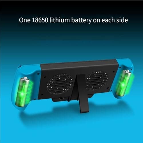 Gettimore 6000mAh Cooling Handle for Nintendo Switch Lite, for battery Pack with Efficient Heat Dissipation, Ergonomic Design, ABS Material, Black — view 6