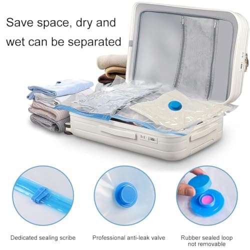 Compression Bags with Pump, Vacuum Storage Bag, 40 x 60 cm Travel Compression Bags, Reusable Vacuum Bags, Small Adhesive Labels, Pack of 4(Label colour is randomly assigned) — view 5