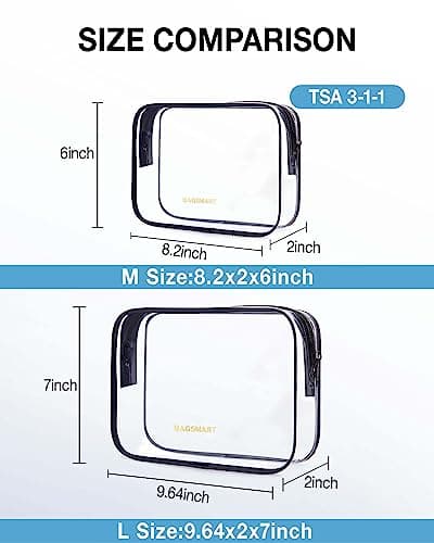 BAGSMART 2pcs Clear Toiletry Bag TSA Travel Essential for Makeup Liquids — view 3