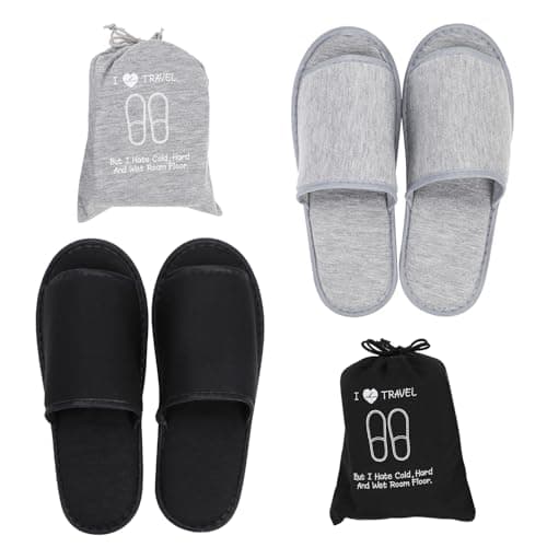 XINCHIA Portable Travel Slippers Foldable Open Toes Sandals Non-Disposable Cotton Hotel Spa Slippers Guest Room Unisex Indoor House Floor Footwear Anti-skid Business Travel Trip Flight Shoes Footwear