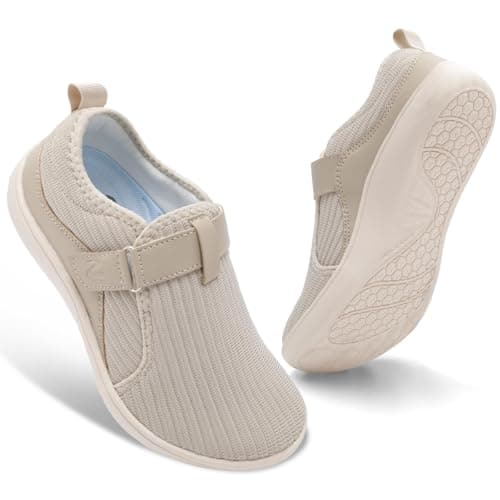 Barefoot Shoes for Womens Wide Outdoor Trail Minimalist Running Trainers Walking Shoes for Daily Camping Travel Beige 7.5 UK