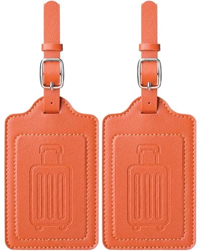 Teskyer 2 Luggage Tags for Suitcases, Travel Essentials, Orange