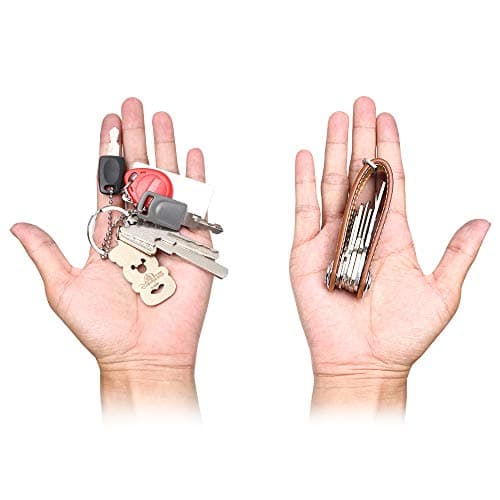 flintronic Key Organizer | Genuine Leather Keychain| Pocket Smart Key Holder with Gift Box Stylish, Functional & Practical (Holds 7-9 Multiple Keys) - Black&Brown — view 6