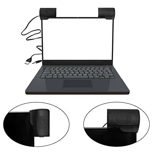 OFKPO Portable Mini Stereo Speakers Mini Computer Speaker Clip Portable Speaker Wired USB Loudspeaker for Laptop Desktop (Black) — view 5