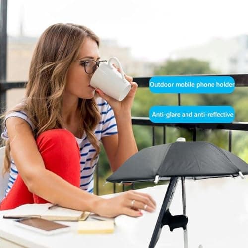 QYEHF Anti-Glare Phone Umbrella Sun Shade, Holder with Suction Plug for Car Navigation Sunscreen, Mini Sunscreen Travel Cell Phone Umbrella, Smartphone Outdoor Stand (black) — view 6