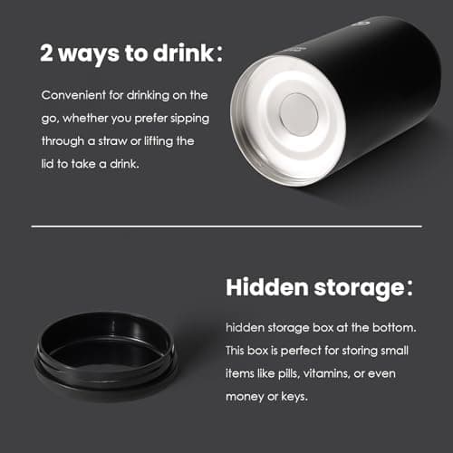 Bottle Bottle Insulated Water Bottle 2L with Straw and Dual-use Lid Half Gallon Water Jug Vacuum Stainless Steel for Workout and Sports Insulated Beer Growler with Handle(Black) — view 3
