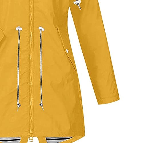 Women's Waterproof Rain Jacket Lightweight Hooded Plus Size Long Rain Coat Waterproof Coats for Hiking Walking Travel Outdoor Windproof Trench Coat Solid Outdoor Windbreaker Fall Winter Jackets — view 3