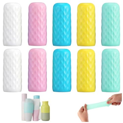 Silicone Leak-Proof Caps,10 PCS Silicone Bottle Covers for Travel Leak-Proof Elastic Sleeves, Anti-Spill Protectors & Silicones Caps Bottle Sleeve for Spray Refillable Cosmetic Wine Bottles