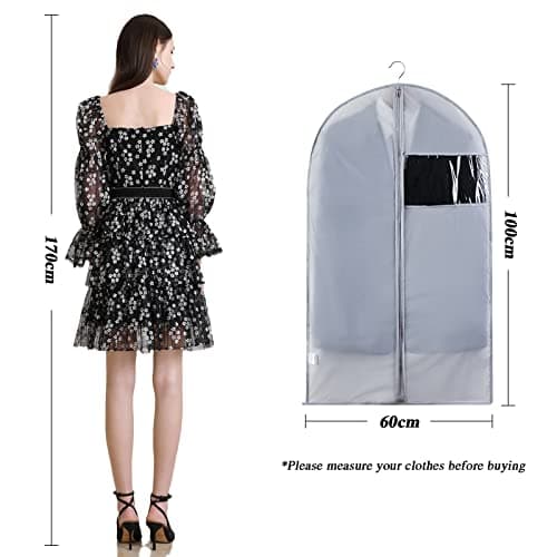 Niviy Suit Bags 60 x 100 cm, Grey Garment Covers with Zip & Clear Window — view 3