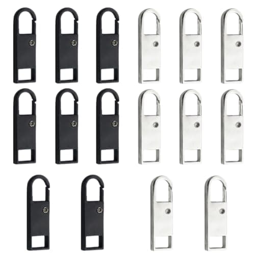 Solvio 12PCS Premium Zipper Pulls Replacement, Metal Zip Puller Repair Kit for Luggage, Backpacks, Jackets, Suitcases and Purses - Detachable Zipper Slider Fixer