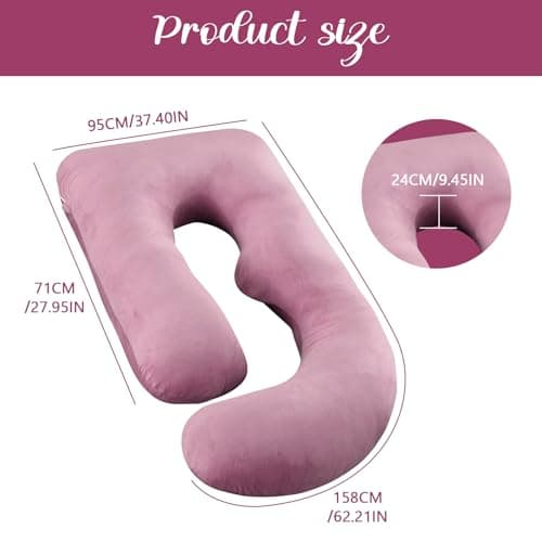Labtec Pregnancy Pillows for Sleeping, Velvet U-shape Maternity & Body Pillows, Full Body Pillow, Maternity Hips, Legs, Belly For Pregnancy & Back Support Pillow [PINK] — view 2