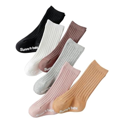 HXQLXGT Toddler Knee High Socks Non Slip Anti Skid Baby Boy Girls Seamless Long Stockings (UK, Age, 1 Year, 3 Years, 6 Pairs Multicolor) — view 4