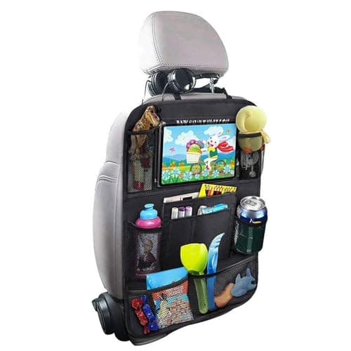 19x24 Inch Waterproof Car Backseat Organizer with Tablet Holder & Mesh Storage Bag, Fastening Straps Car Caddy Organizer for Kids, Travel, Road Trips — view 2